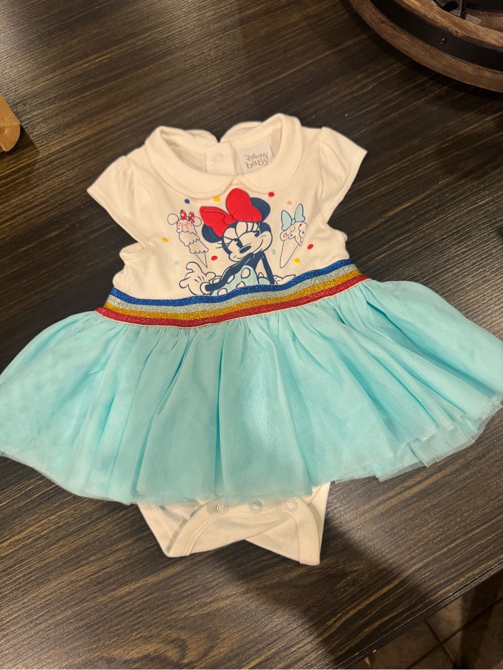 Disney Baby White Infant Bodysuit with Navy Graphic